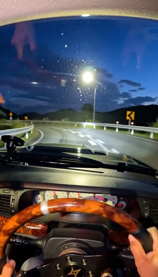 Still from the film: POV: inside the VIP sedan when it goes sideways